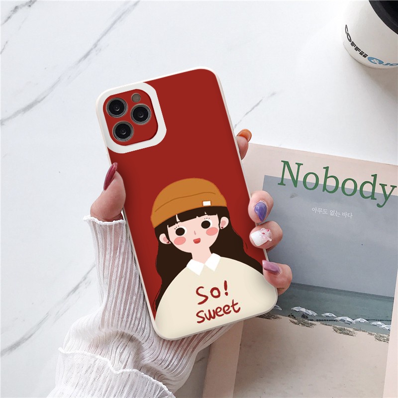 Ốp lưng iphone Cô gái so sweet cạnh vuông  cho iphone 11 7plus 8plus x xsmax 11pro max 12pro 12promax13promax tr1084