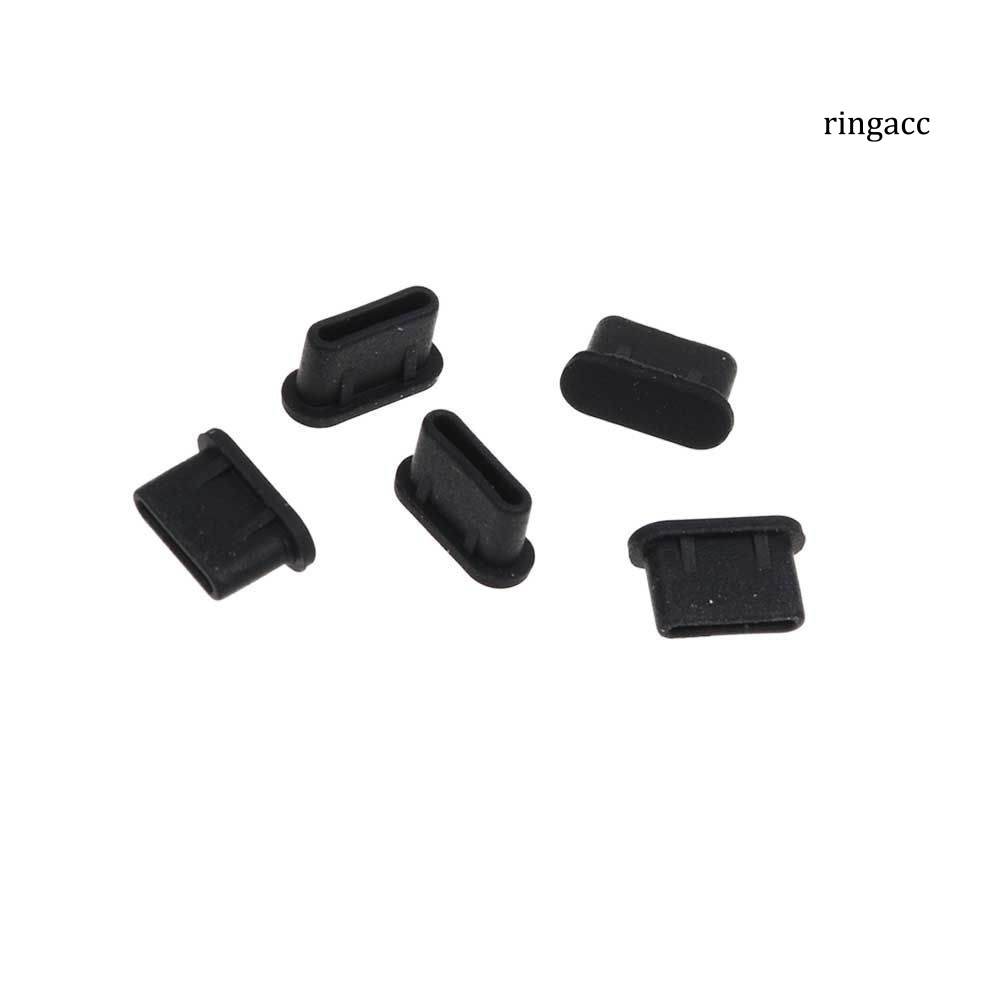 Set 5 nút bịt cổng sạc type C bằng silicon mềm chống bụi cho điện thoại / máy tính bảng