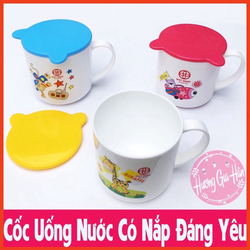 Cốc Uống Nước Cho Bé Có Nắp Đậy Cực Xinh - Made in Việt Nam