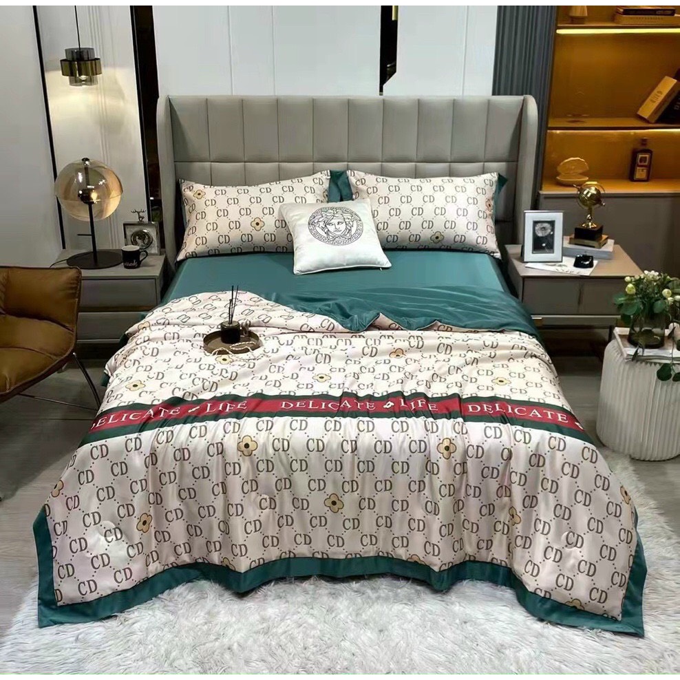 Bộ chăn ga gối lụa thái nhập khẩu cao cấp, chất liệu lụa thái thoáng khí mềm mịn, miễn phí bo chun theo yêu cầu SHOP MH2