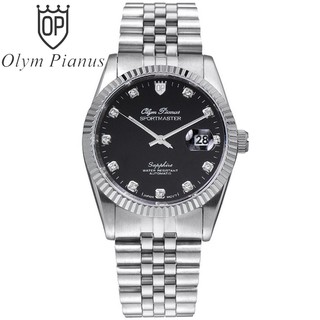 Đồng hồ nam dây kim loại mặt kính sapphire automatic Olym Pianus OP89322 OP89322AGS đen