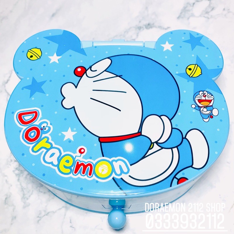 Hộp đựng nữ trang - hộp đựng trang sức có gương Doraemon