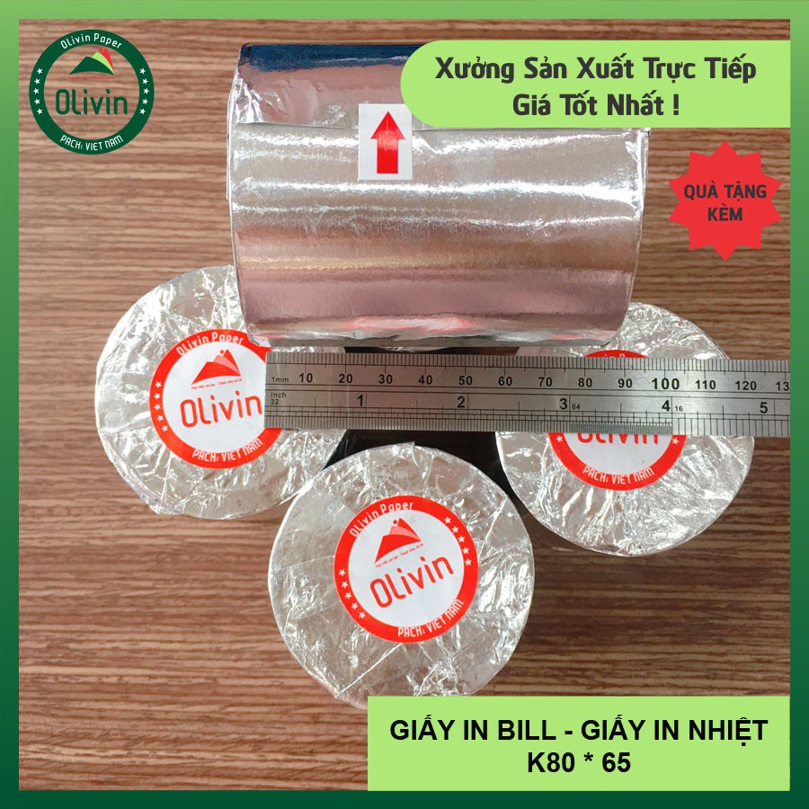 GIẤY IN NHIỆT K80, giấy in bill K80 x 80 Olivin