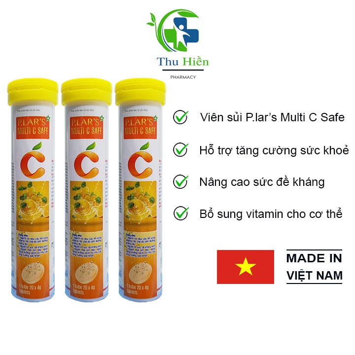 Viên sủi vitamin C P.lar's multi safe , tăng cường sức khoẻ, nâng cao sức đề kháng