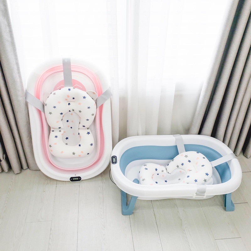 Thau Tắm Gấp Gọn Kèm Phao Có Nhiệt Kế- Thau Tắm Gấp Gọn Baby Bathtub Kèm Phao.