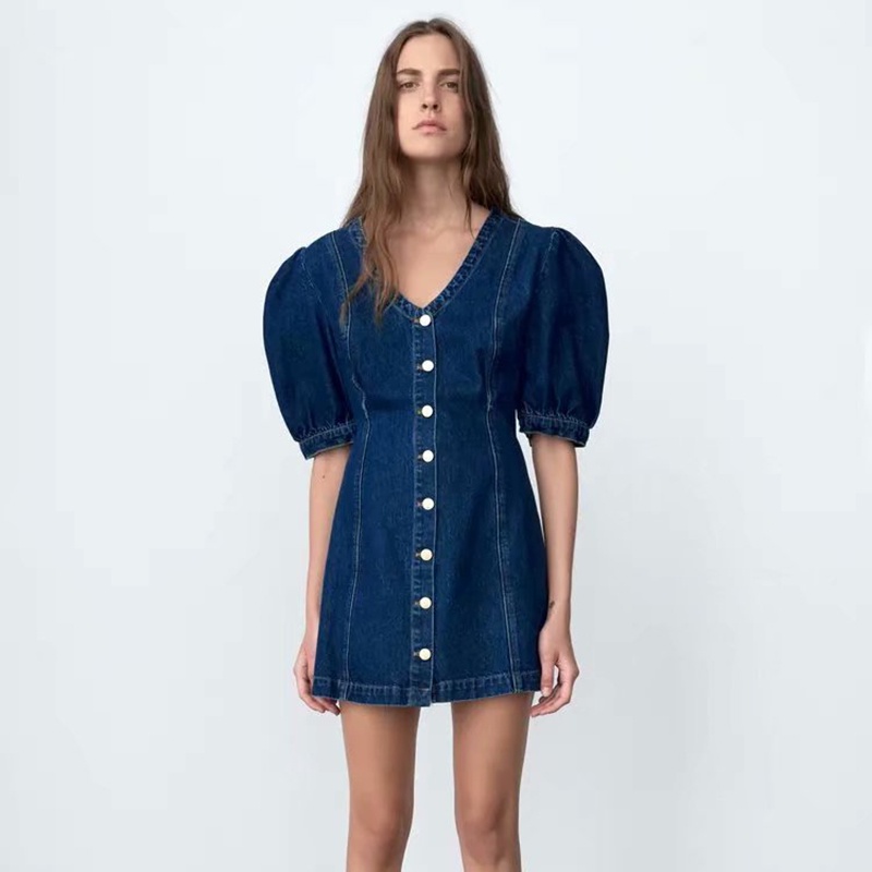 Đầm Zara jean xanh chất mềm đẹp xịn DT2JEG60N10