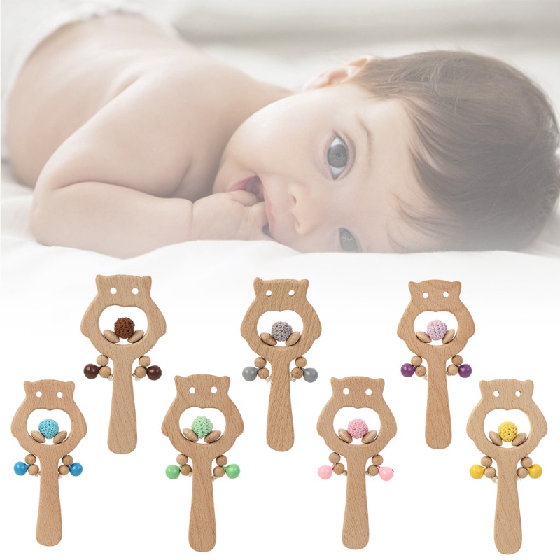 Đồ Chơi Vòng Lục Lạc Hình Chim Cú Cho Bé Sơ Sinh Mọc Răng