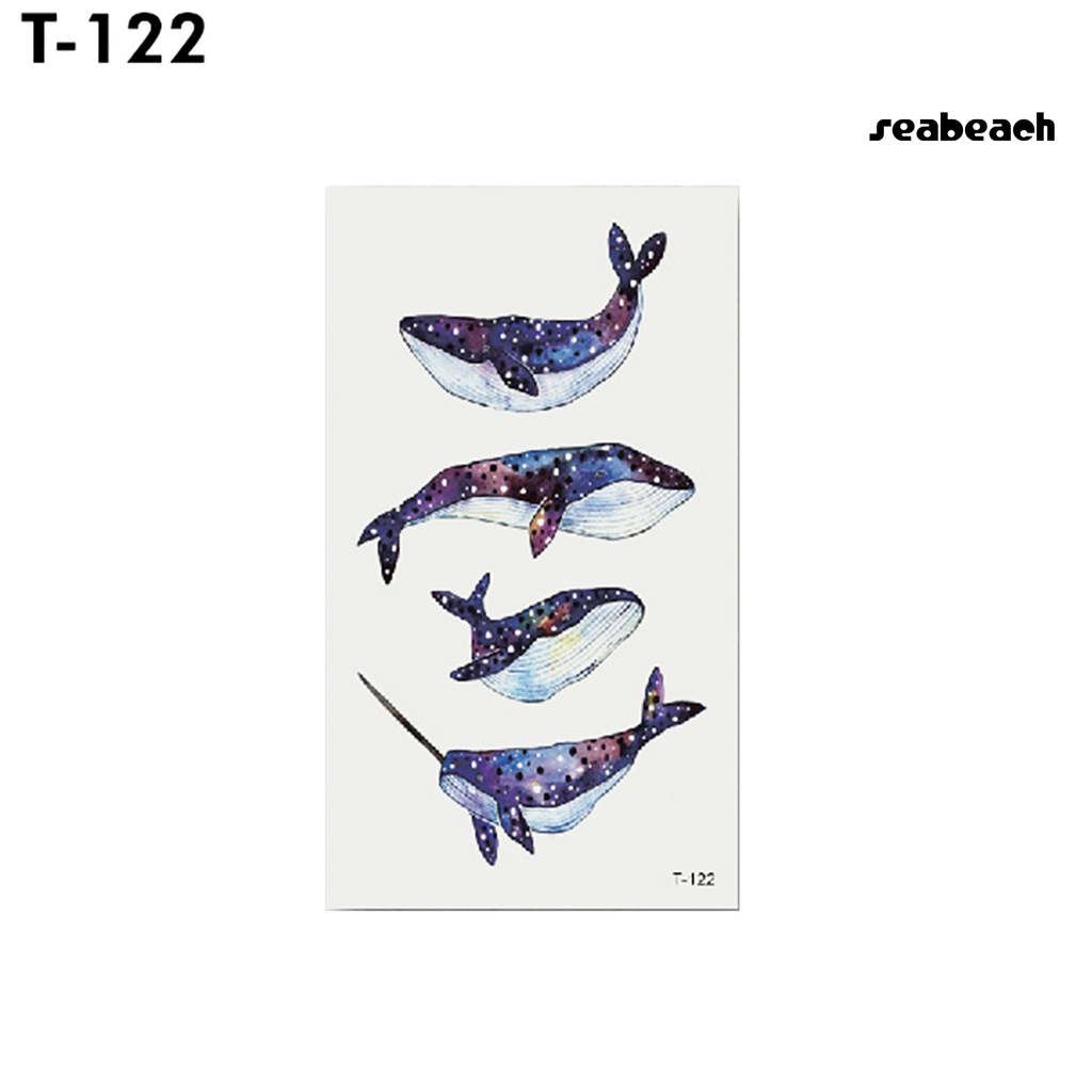 1 tấm hình xăm dán tạm thời chống nước hình hoa mận cá voi bóng đèn nghệ thuật