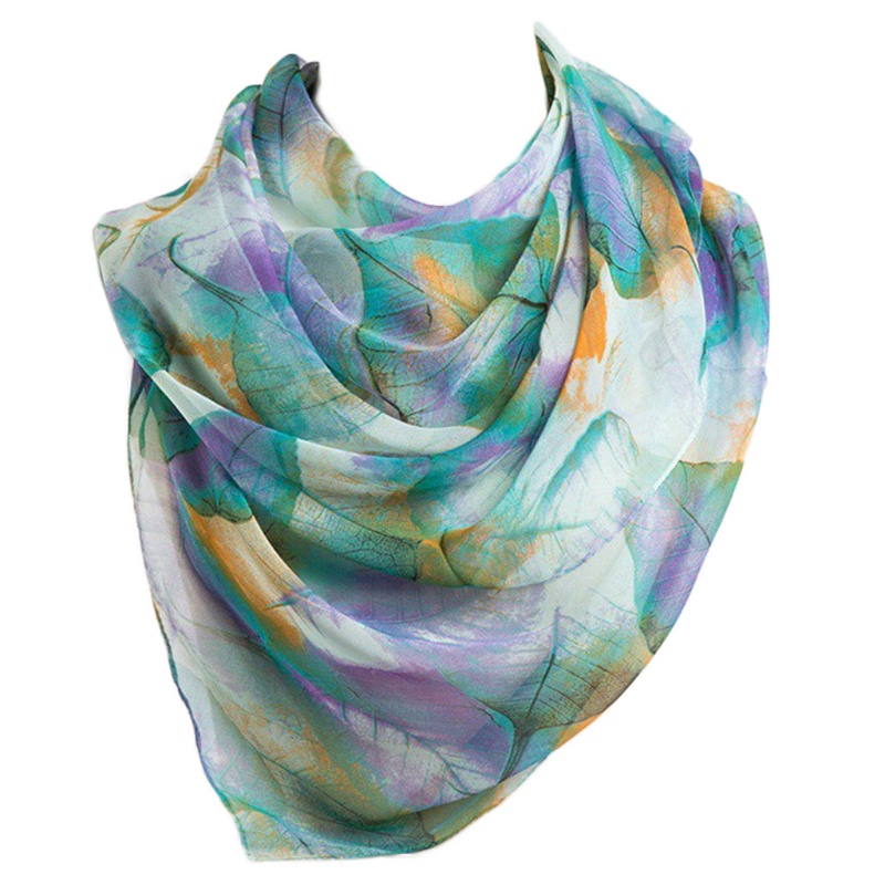 Khăn Choàng Hồi Giáo Dài 160x50cm In Họa Tiết Lá Cây Cho Nữ