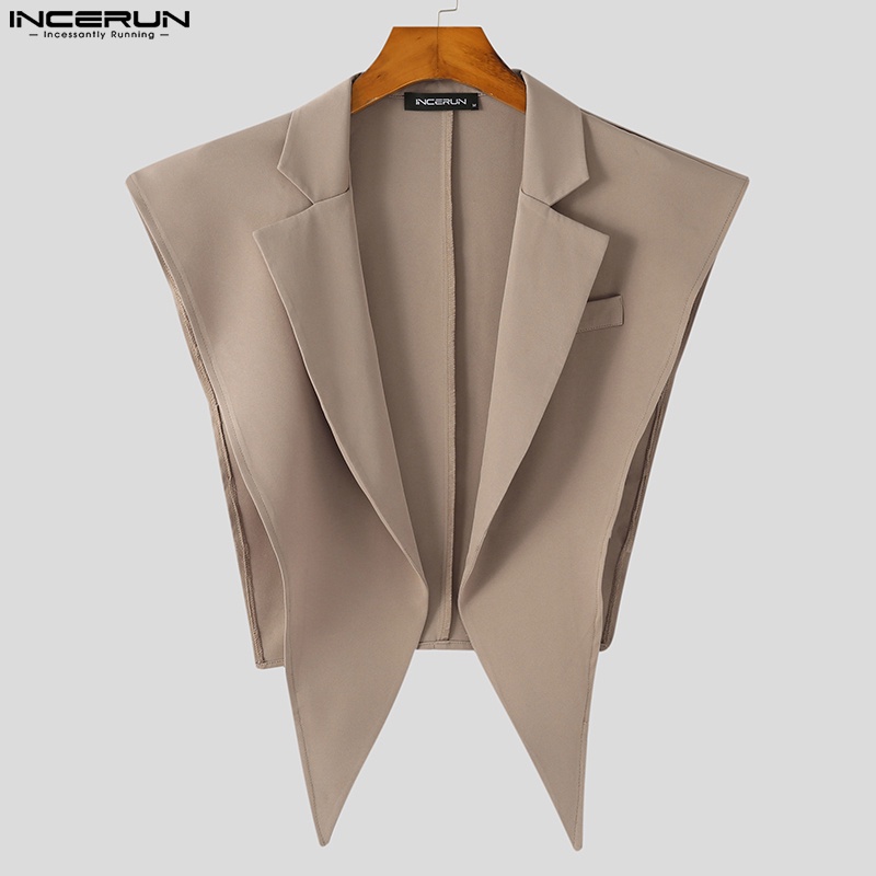 INCERUN Áo Khoác Parka Không Tay Hóa Trang Thời Trung Cổ Phong Cách Retro Cho Nam