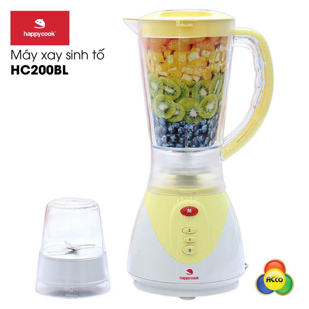 [Mã ELHA22 giảm 6% đơn 300K] Máy xay sinh tố Happycook HC-200BL 2 cối từ Indonesia