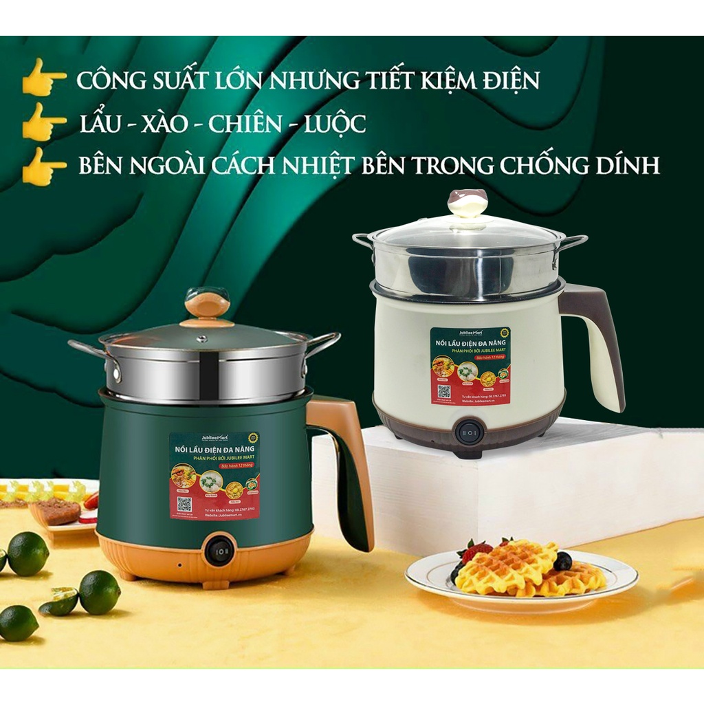 [FREE SHIP] Lẩu Cắm Điện Mini Đa Năng 1435 Jubilee( Nấu Lẩu , Xào, Nấu, Chiên..) Chống Dính Cao Cấp, Bảo Hành Chính Hãng