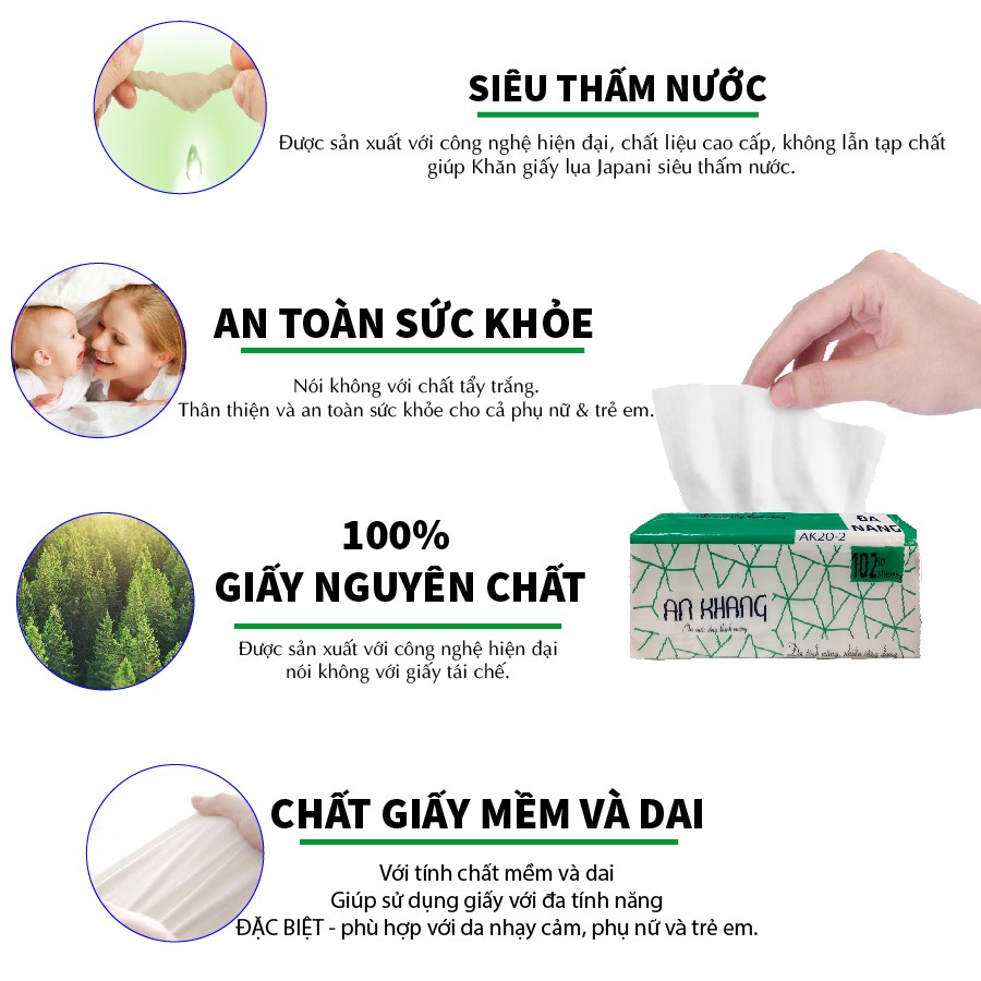 Khăn giấy rút/Khăn giấy lau tay An Khang 20cm