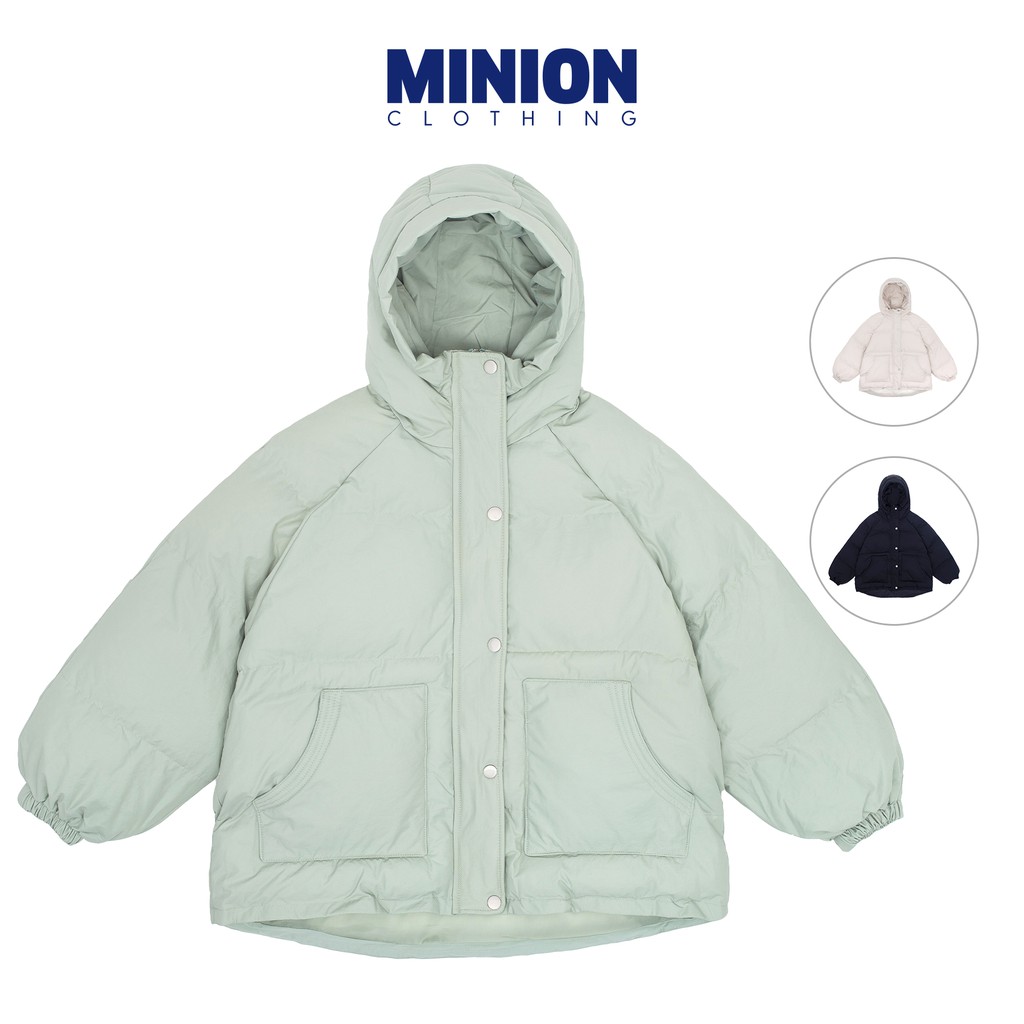 Áo khoác phao có mũ Minion Clothing form rộng, chần bông, phong cách Streetwear Ulzzang A2909