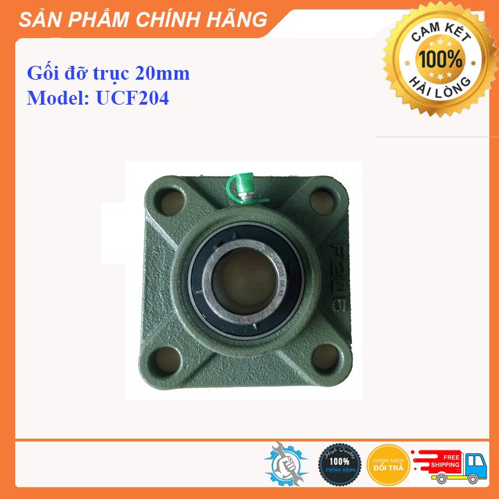 Gối đỡ bạc đạn trục 20mm, gối đỡ hình vuông trục 20mm, gối đỡ UCF204