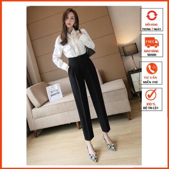 [Mã FAMARAL1 giảm 10K đơn 50K] Quần Baggy Nữ Lưng Cao Hai Khuy m830