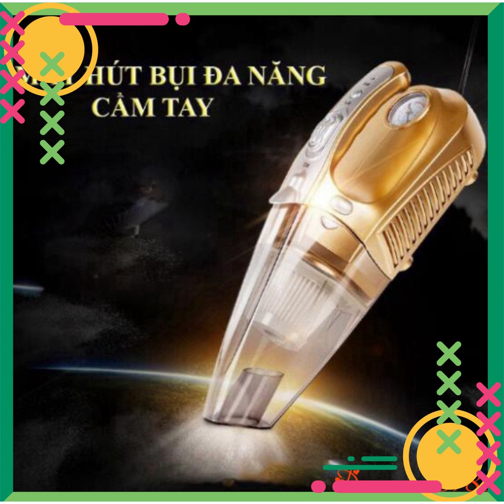 [FREE SHIP] 💥[CHÍNH HÃNG + FREE SHIP]💥 Máy Hút Bụi ô tô 4 in 1 Bơm Lốp Đo Áp Suất Và Đèn Pin Siêu Sáng BẢO HÀNH 1 NĂM�