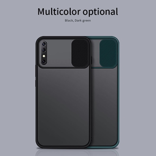 Ốp điện thoại nhám có nắp trượt bảo vệ camera cho Vivo Y20 Y20i Y20S Y11S Y12S IQOO U1X Y20A Y20G Y91i