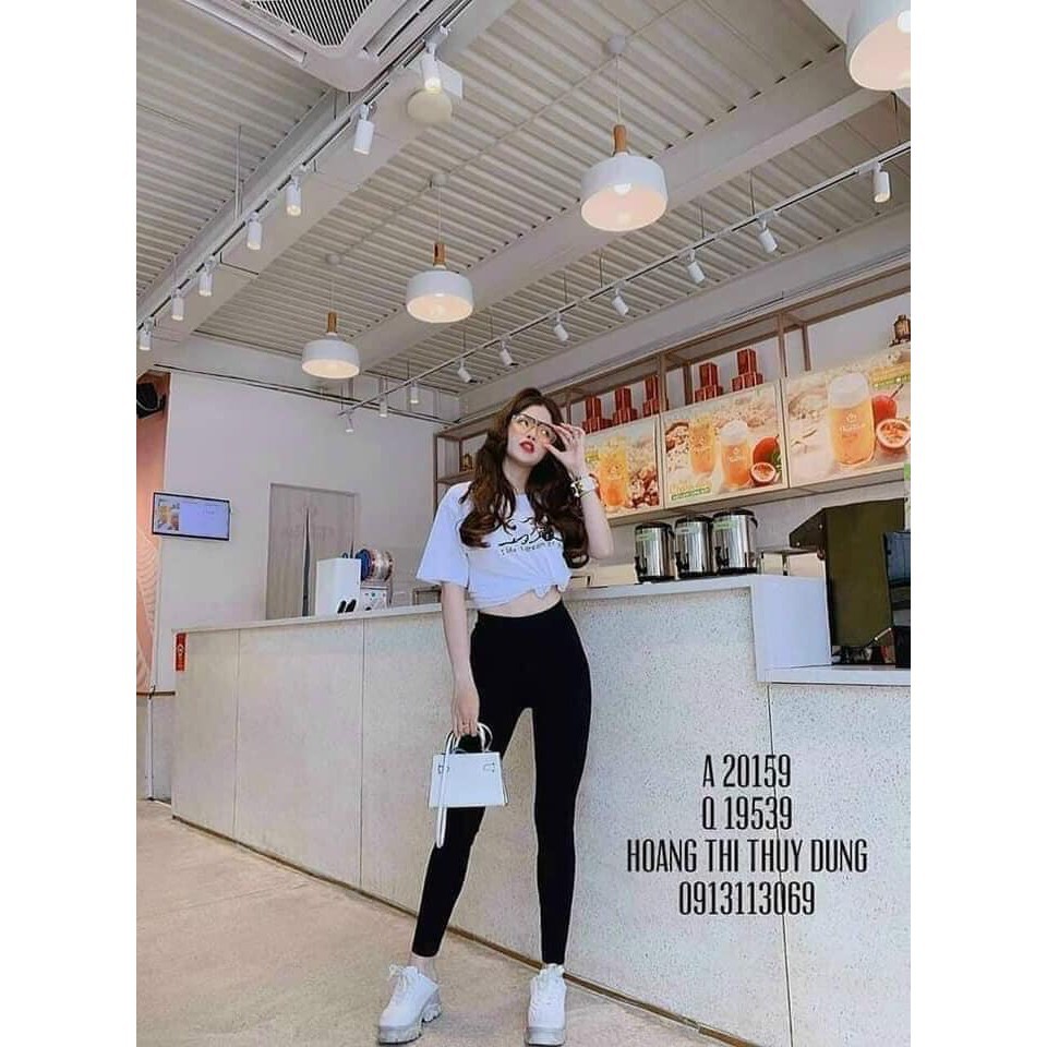 Quần legging cuộn Hồng DÀI siêu co giãn