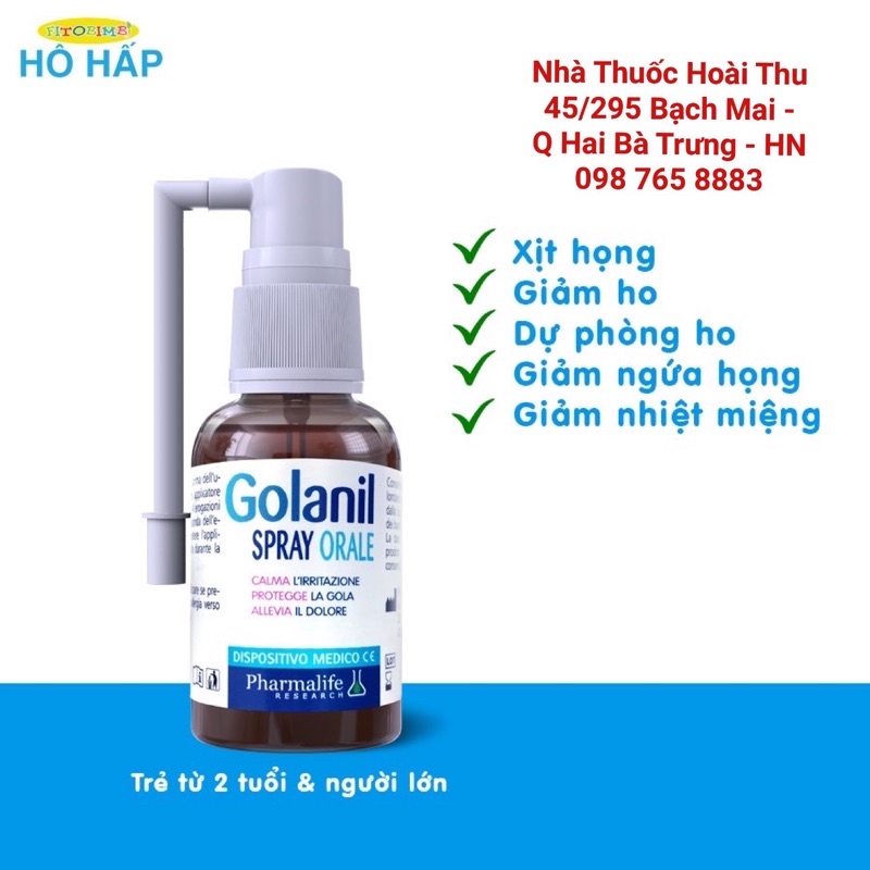 [Kèm quà tặng ] Golanil spray Orale Xịt họng giảm ho, bảo vệ đường hô hấp