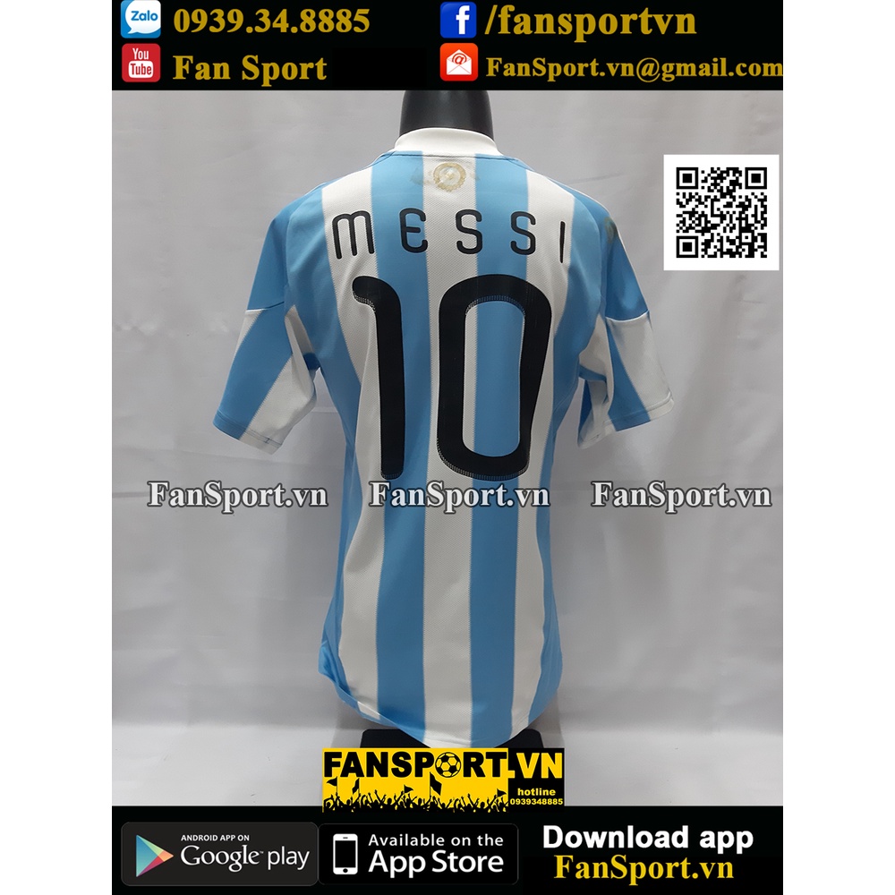 Áo đấu cầu thủ bóng đá Lionel Messi 10 Argentina 2010 2011 home shirt jersey blue white P47066 Adidas