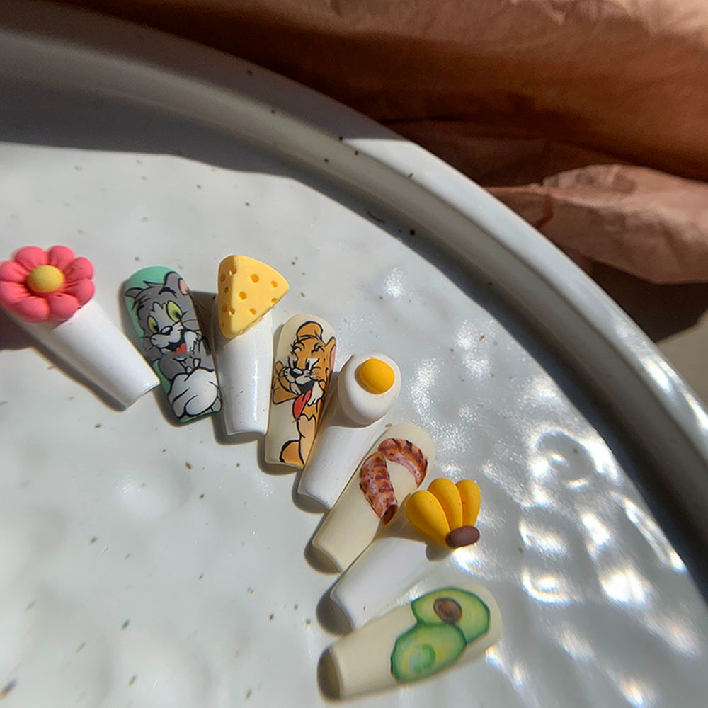 [Hàng mới về] Set 10 phụ kiện trang trí móng tay hình hoạt hình 3D phong cách Nhật Bản đơn giản dễ thương