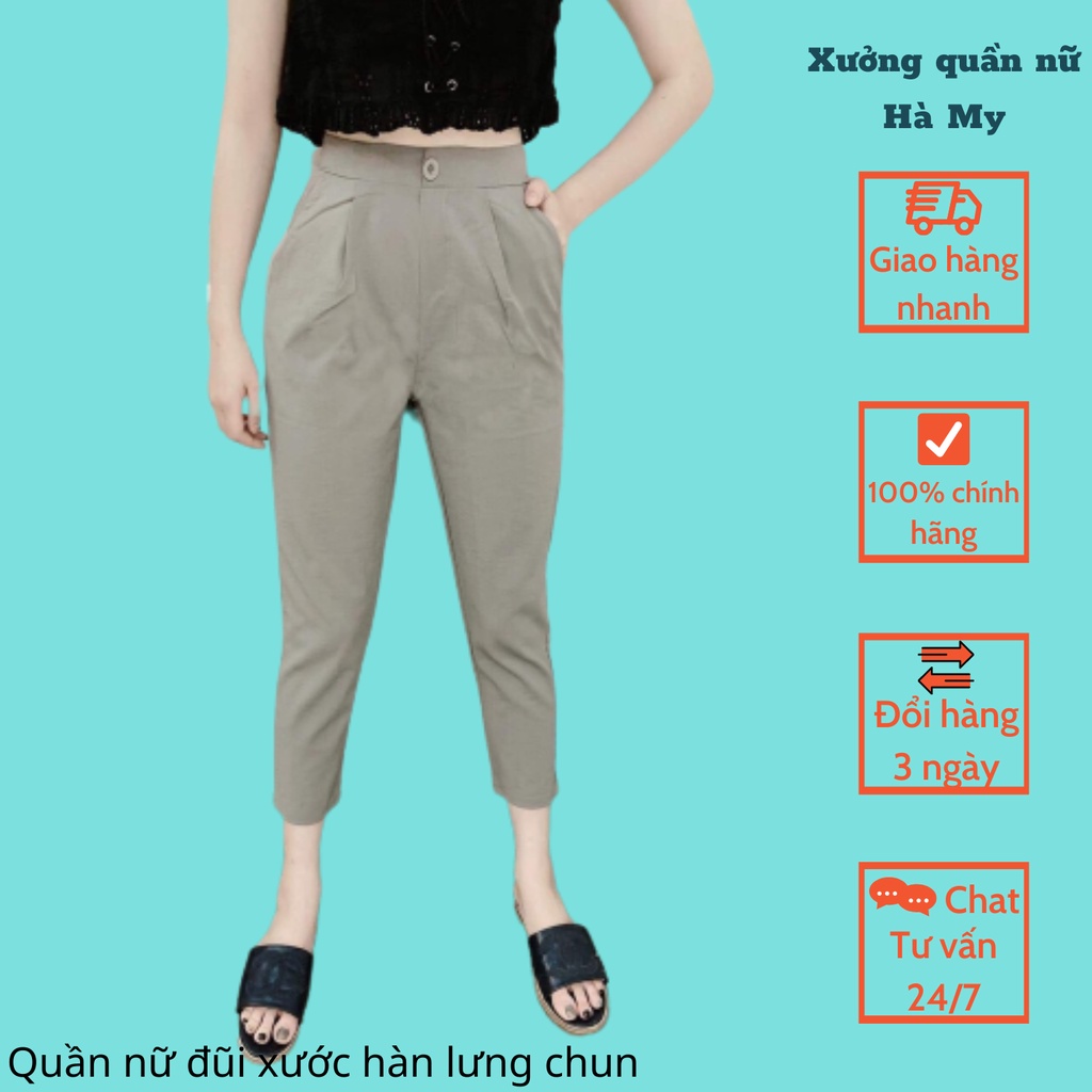 Quần baggy đũi khuy nữ cao cấp, quần công sở nữ đũi xước hàn lưng chun, ảnh video thật