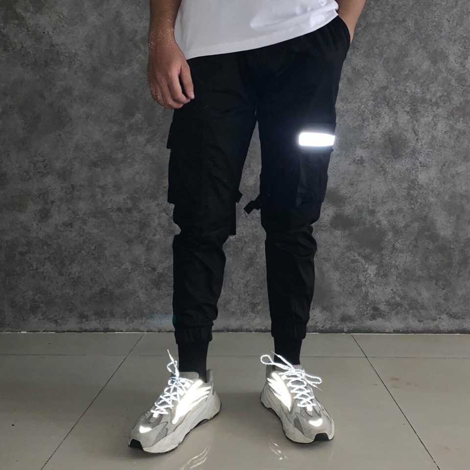 Quần Jogger ống bo phản quang một sọc ngang form nam nữ Unisex - GIN STORE