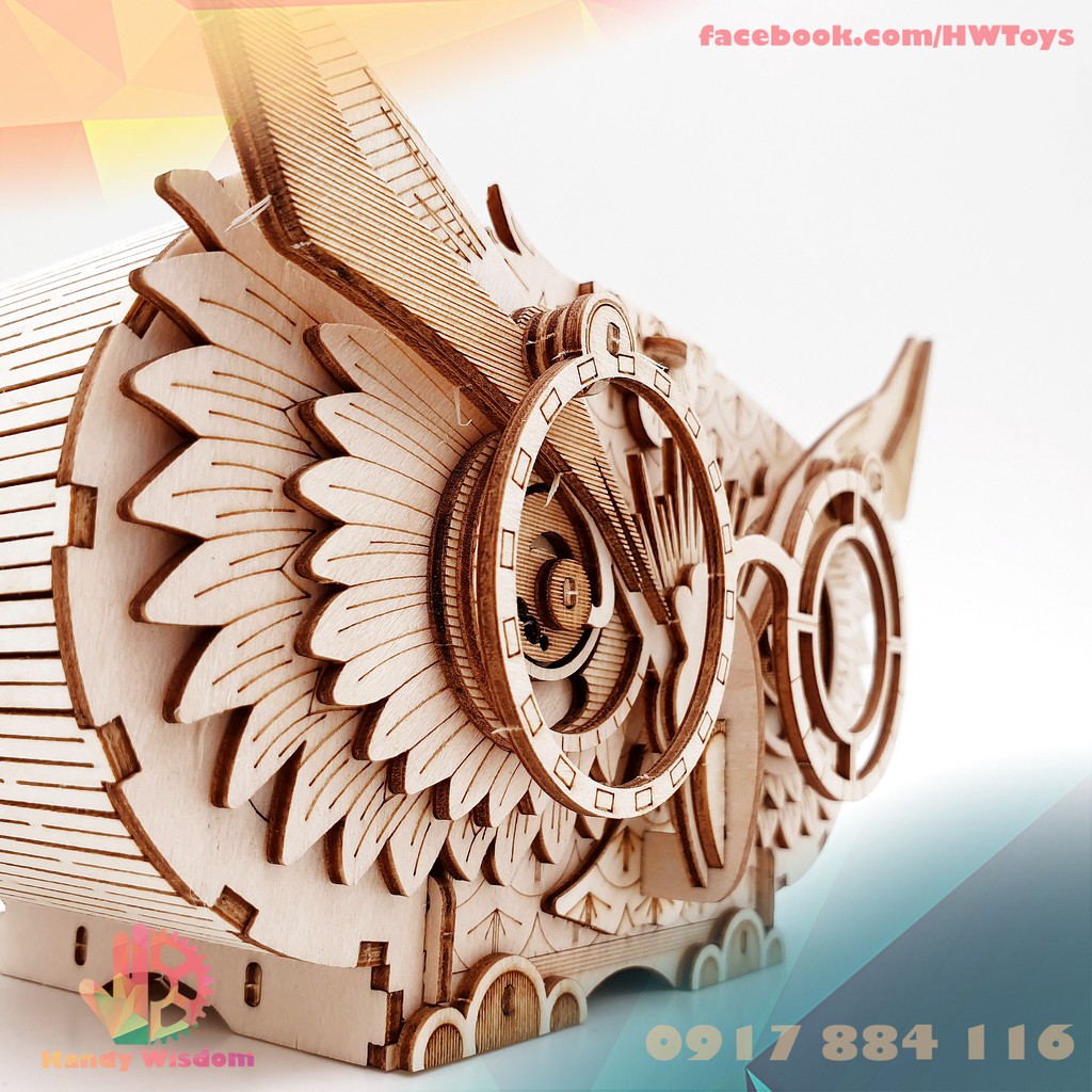 Mô hình lắp ghép gỗ Rolife - Hộp bút cú mèo - Robotime Owl Storage Box TG405