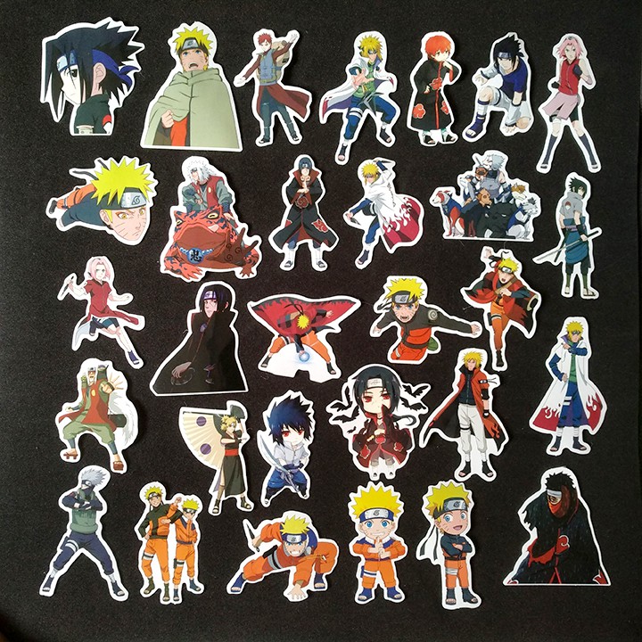 Miếng dán Sticker anime Naruto trọn bộ 110 hình - In rõ ràng sắc nét khó tróc