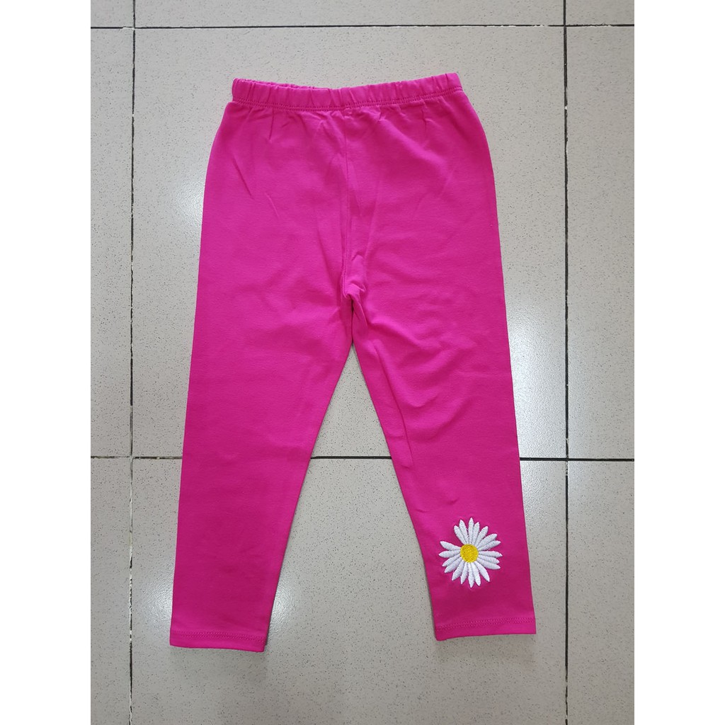 Quần legging dài bé gái thêu hoa cúc