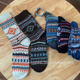Set 5 đôi tất thổ cẩm nam nữ quà tặng noel