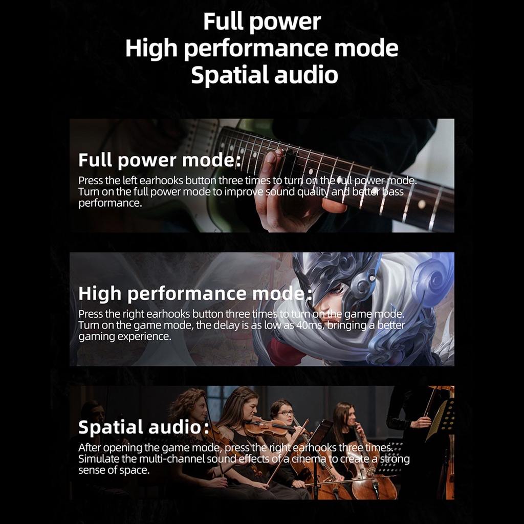Tai nghe bluetooth không dây KZ AZ10 5.2 âm thanh HiFi dạng móc vành tai kiểu dáng thể thao
