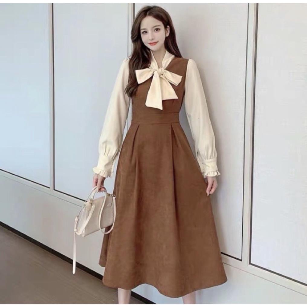 [ 𝐅𝐑𝐄𝐄 𝐒𝐇𝐈𝐏 ]   VÁY NHUNG TĂM PHỐI BÈO CỔ NƠ