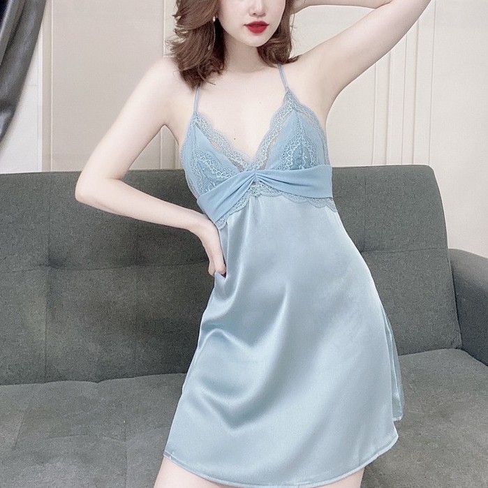 Váy Ngủ Lụa Satin Chữ T Cao Cấp Kèm Quần Chip Đồ Ngủ Sexy Babi mama - BV03 | BigBuy360 - bigbuy360.vn