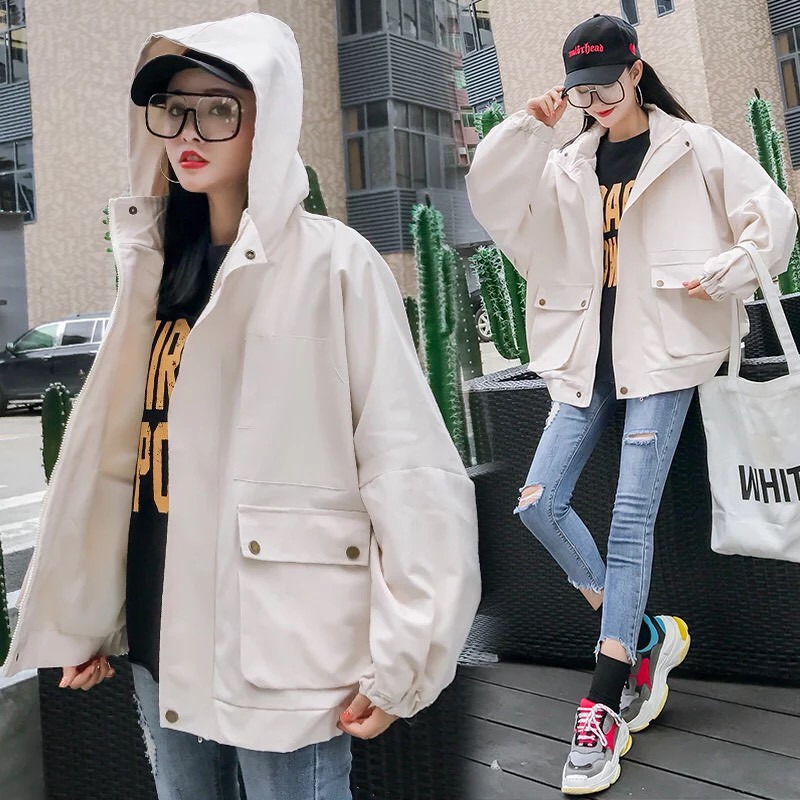 Áo khoác kaki form rộng unisex túi hộp Trơn, nam nữ ulzzang Wind thu đông