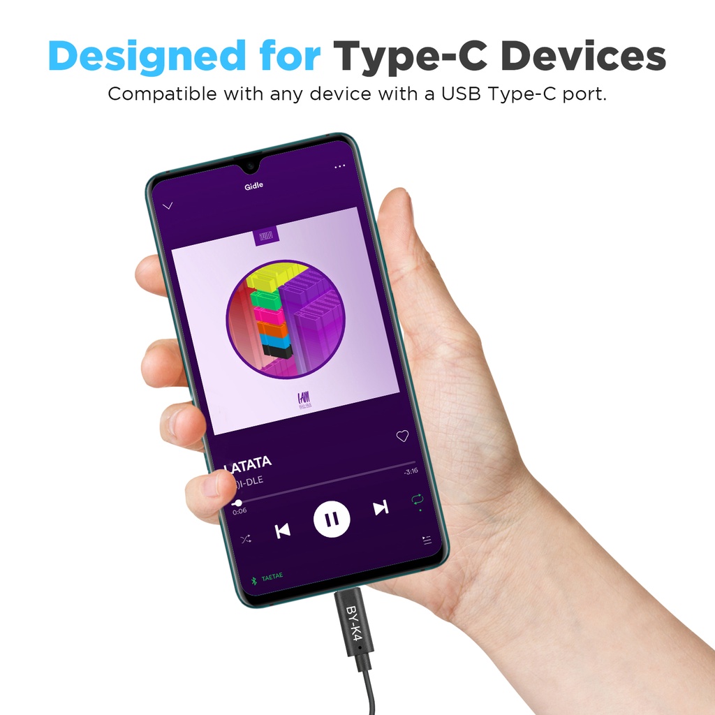 BOYA BY-K4 Đầu Chuyển Đổi Âm Thanh3.5mm Sang Type-C Cho Điện Thoại Android / Macbook / iPad / Microphone / DJI OSMO ACITON 3