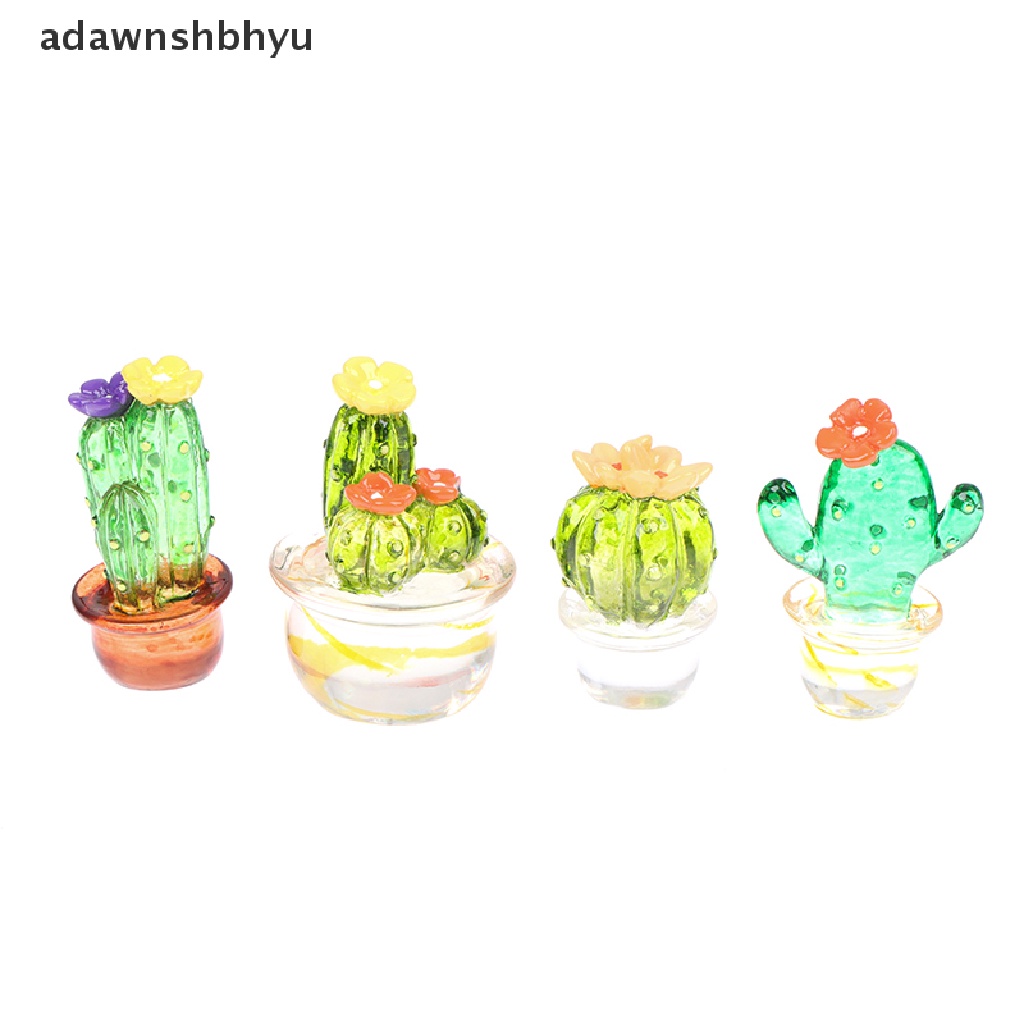 adawnshbhyu Glass Cactus Figurines Ornaments Mini Bonsai Decor Cute Miniature Desktop Craft VN