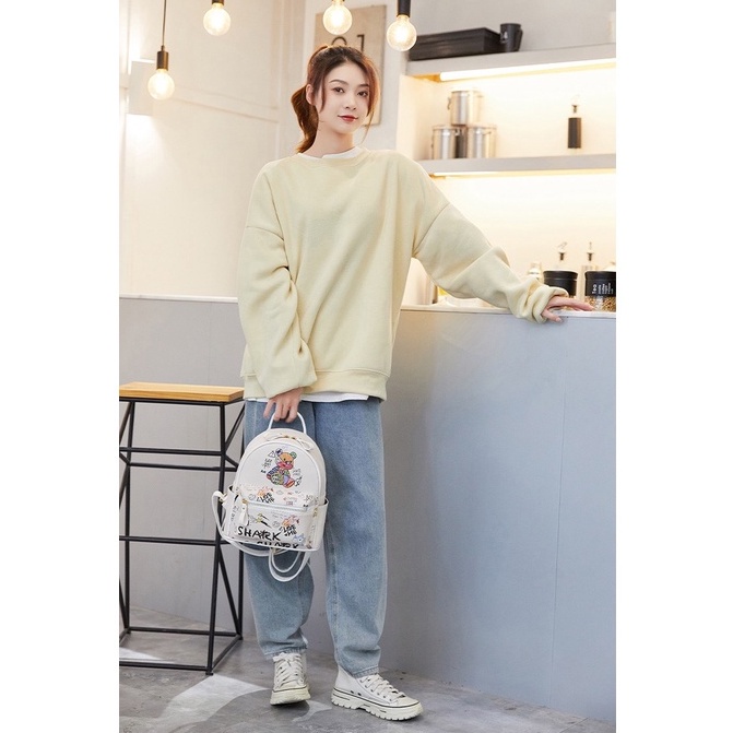 Balo gấu da nữ mini thời trang du lịch đi học đi chơi phong cách hàn quốc dễ thương Samsora store - BL2123