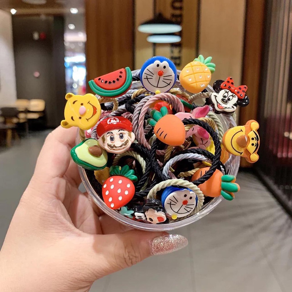 Hộp 30 chun buộc tóc ngộ nghĩnh cho bé NOVSET Dây buộc tóc nhiều hình [ MÃ B402 - HỘP CHUN ]