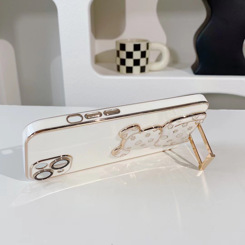 Ốp Điện Thoại Kèm Giá Đỡ Hình Gấu Sang Trọng Cho iphone 13 Pro Max i13 13pro 11 Pro Max i11 X Xs Max 7plus 8plus 12Pro 12 Pro Max