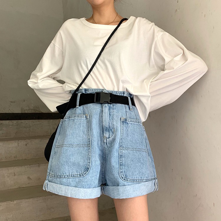 Quần Đùi Bò 2 Túi Bigtoe PEONYB Nữ [FREESHIP] 🌸 Short jean gập gấu suông ống rộng, jeans lửng cạp cao Ulzzang HOT 🌸