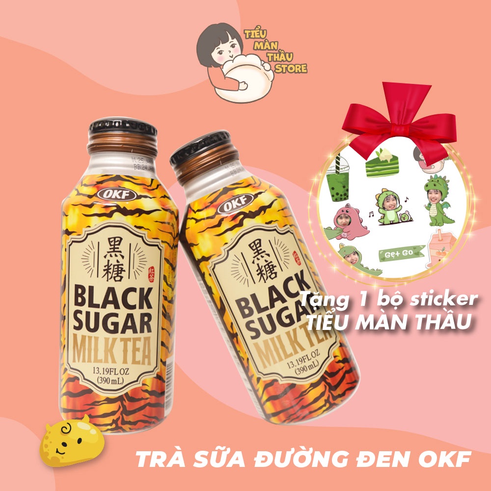 Trà sữa đường đen OKF Hàn Quốc, trà sữa đường đen pha sẵn Black Milktea chai 390ml - Tiểu Màn Thầu Store