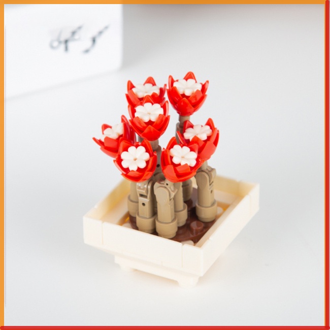 Mô Hình Lắp Ráp Lego Hình Chậu Hoa Mini Trang Trí Bàn Làm Việc