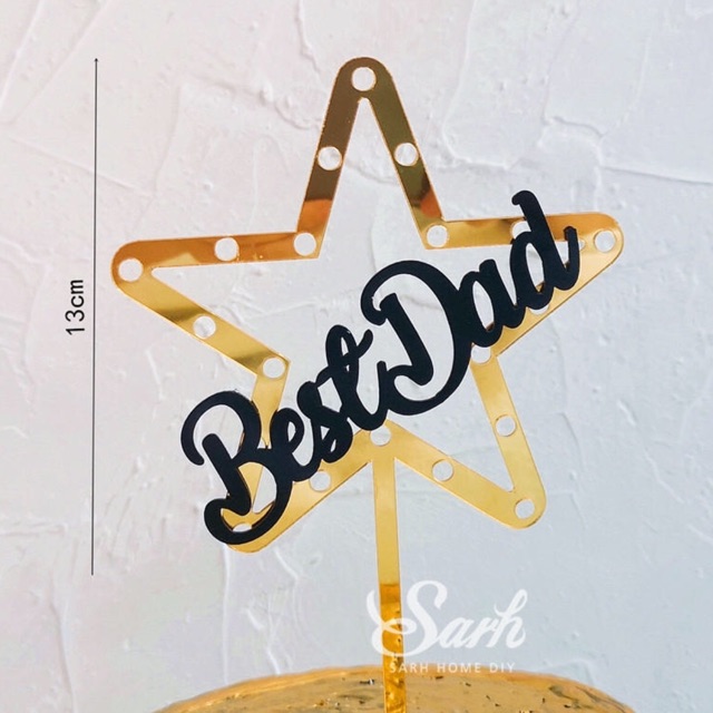 Topper mica Best Dad viền sao vàng