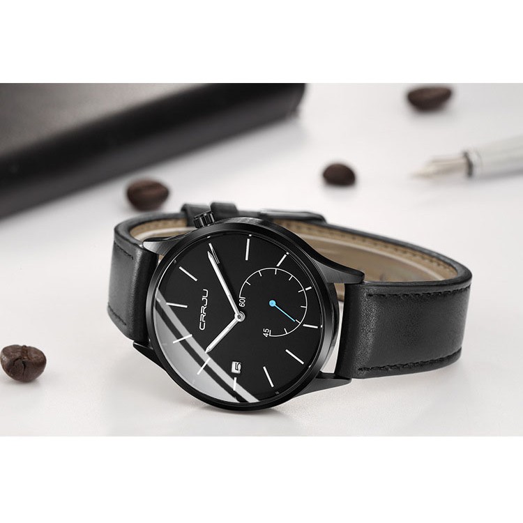 Đồng Hồ Thạch Anh CRRJU 2129L Dây Da Chống Nước Thời Trang Giản Dị Dành Cho Nam