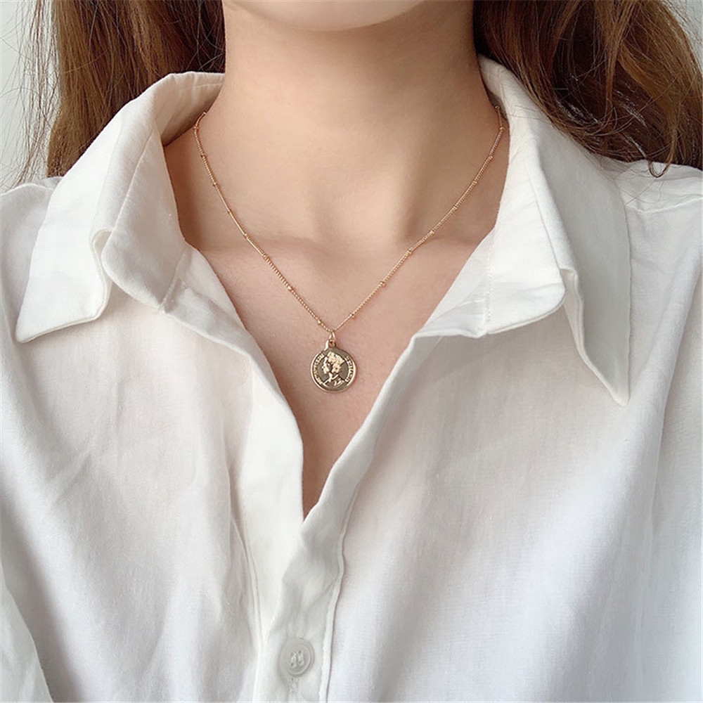 vòng cổ Mặt Hình Đồng Xu Phong Cách Retro Thời Trang Cho Nữ