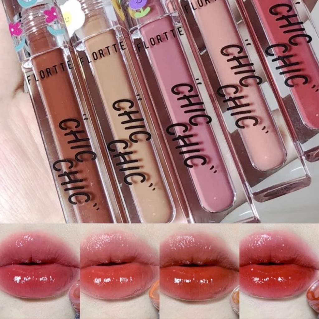 Son kem bóng FLORTTE căng bóng mướt mịn siêu lì Chic Chic Jelly Lip Tint FLOR02