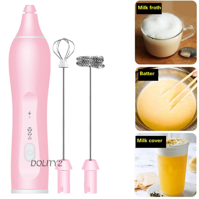 Máy Đánh Sữa Tạo Bọt Cà Phê Sạc USB Kèm 2 Cây Khuấy Bằng Thép Không Gỉ