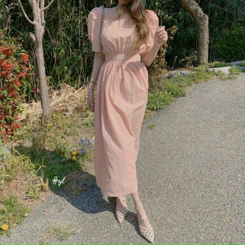 Váy midi voan form dài hở lưng sexy